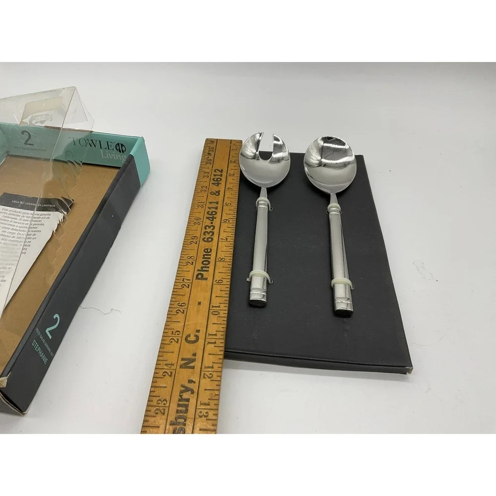 Towle Living Stephanie Salad Serving Set 2pc Silver Forged Stainless Steel New